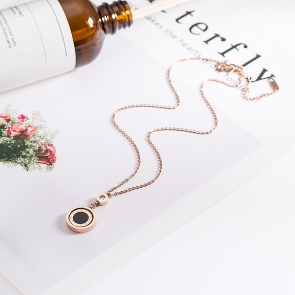 Double Circle Roman Numeral Necklace - Picture 6 of 7